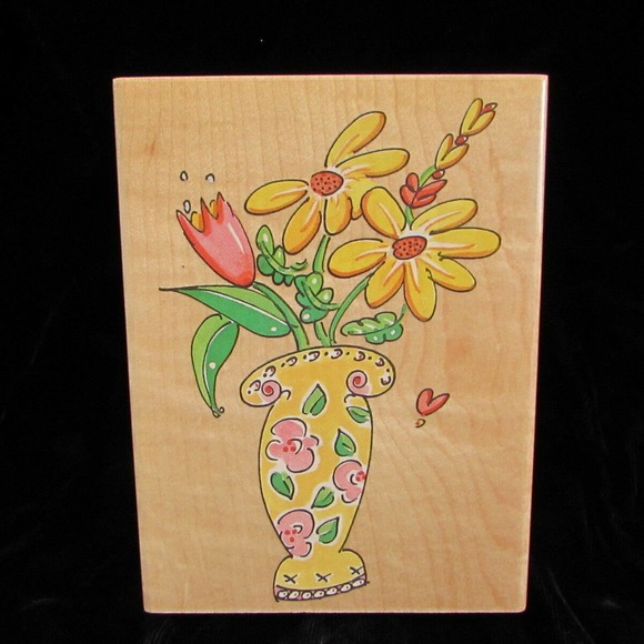 Stampa Rosa Bouquet Flowers In Vase Rubber Stamp - Picture 2 of 7